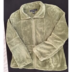 Kristen Blake Jacket Womens XL Sage Green Fleece Full Zip Soft Cozy Pockets Warm